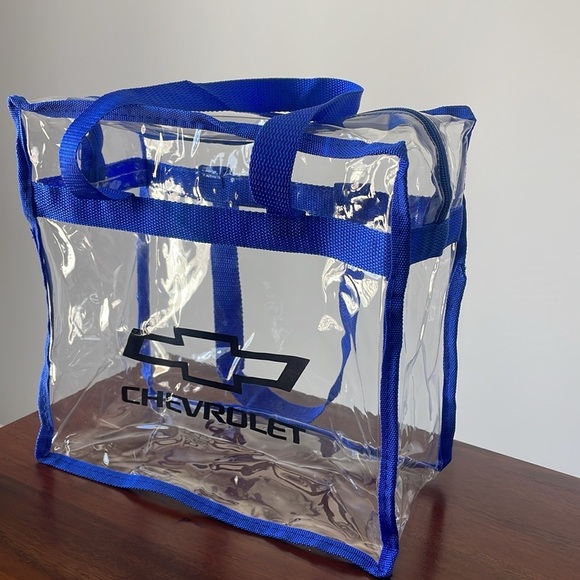 Chevy bag bow tie Stadium approved clear Blue logo tote bag New - Picture 4 of 6